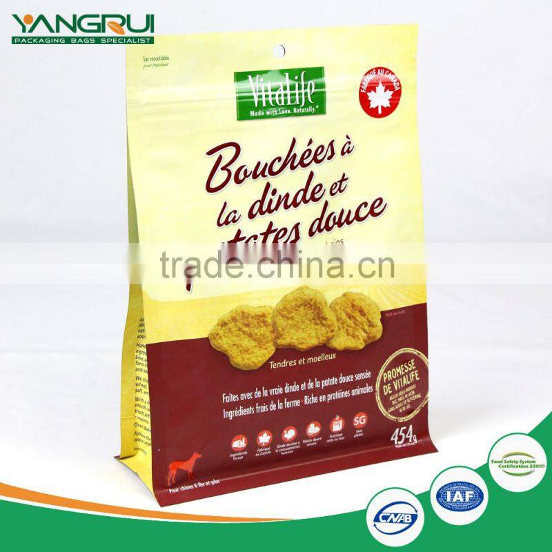 customized stand up dry pet food bag oem flat bottom pet food packaging with zipper