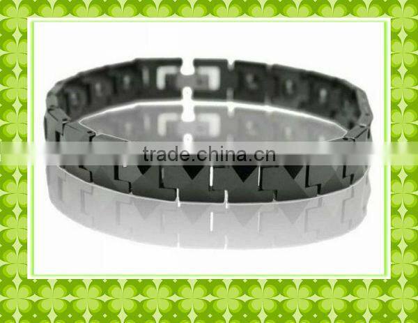 Diamond Cut Black Ceramic Link Bracelets Modern Design#13001