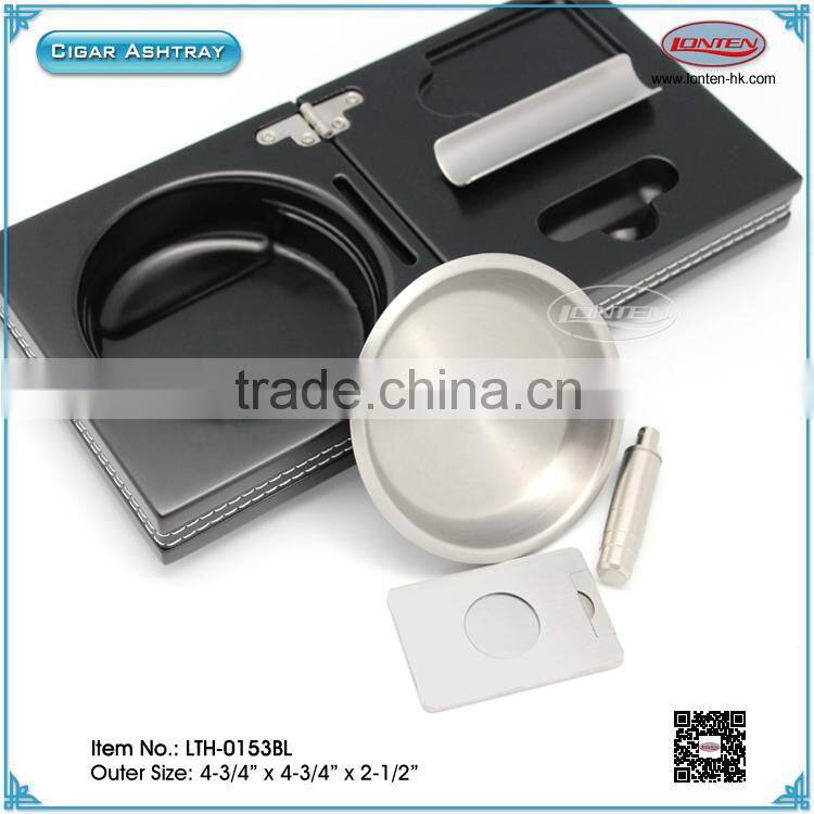 luxury customizedprinting logo diy wood and leather cigar ashtray