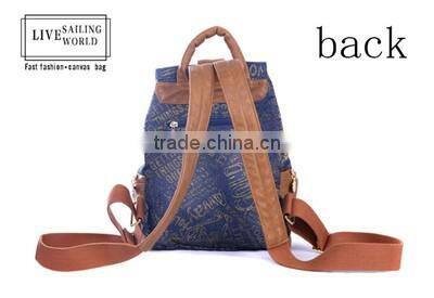 hottest vintage style with printing ladies canvas backpack