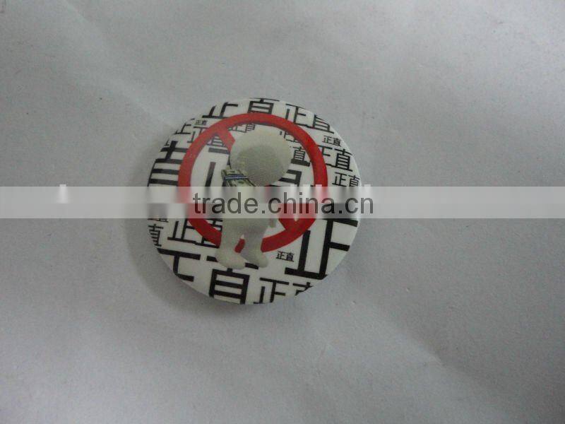 beatiful pink round tin badge