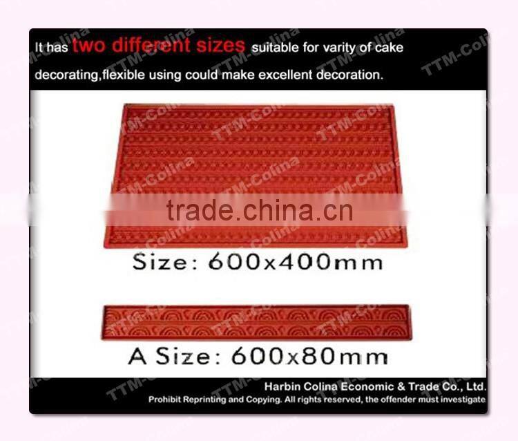 Large size embossed cake side silicone relief baking mat