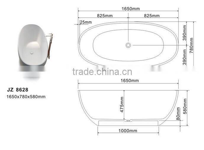 Luxurious used freestanding bathtub-oval stone resin bathtub,freestanding solid surface bathtub
