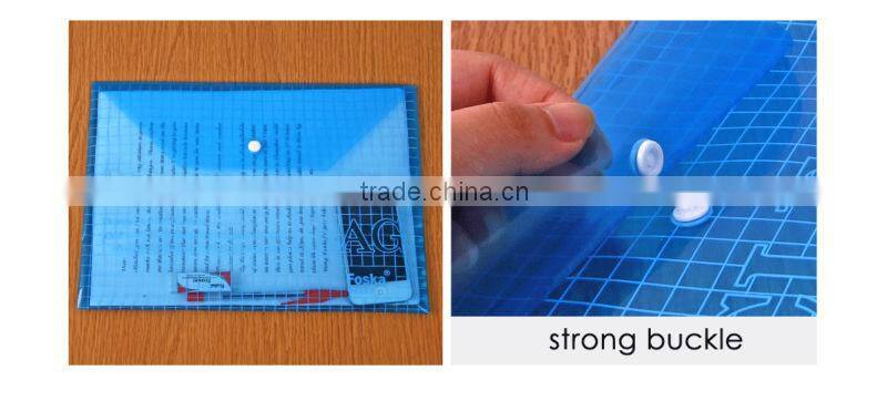 A4 Transparent Color Buckle File Pocket/PP File Bag with Button