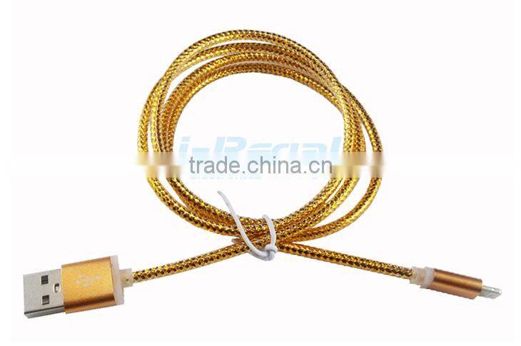 Popular colorful crystal nylon braided usb cable