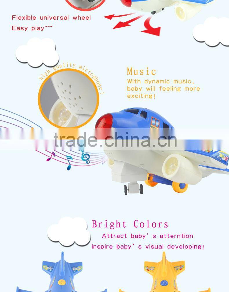 Kid promotion gift toys electric music airplane with light plastic toys for children
