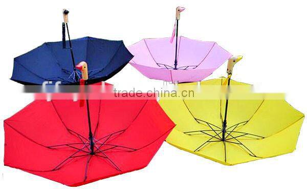 2017 simple and elegent auto 2 fold duck head plastic handle umbrella