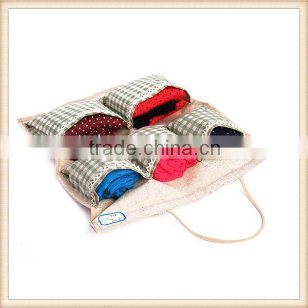 Jute linen wall hanging storage bag