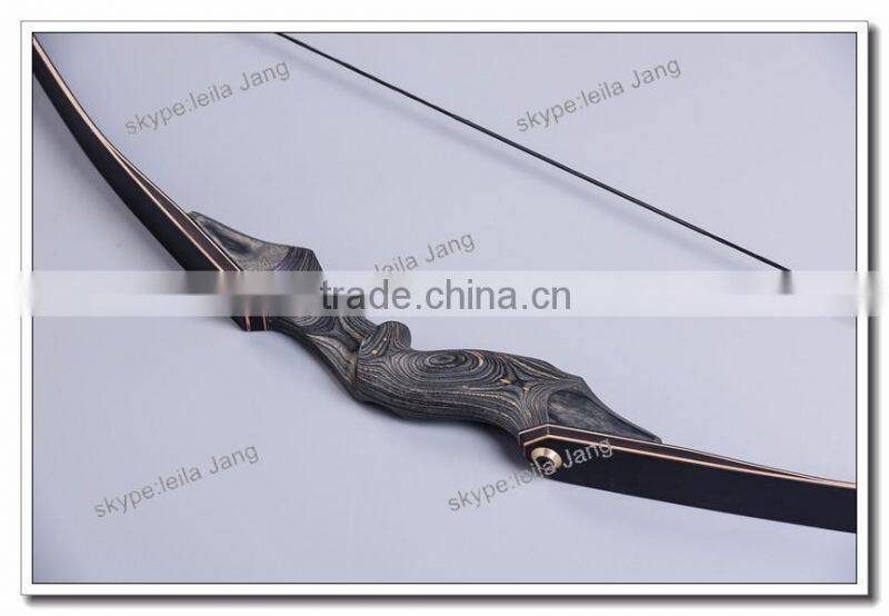 Black Archery Hunting Recurve Bow with wooden Riser for wholesale