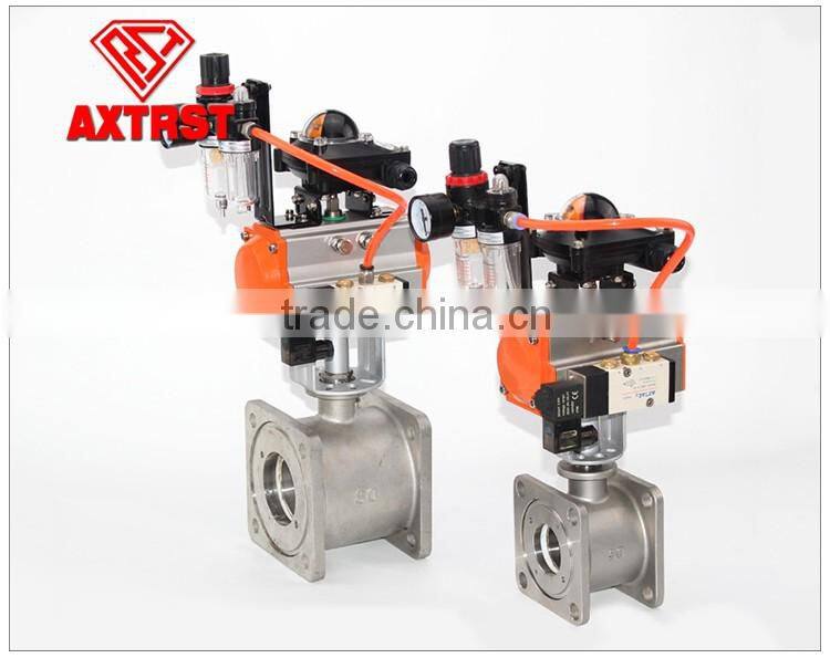 flange three way ball valve pneumatic actuator for Water, Oil