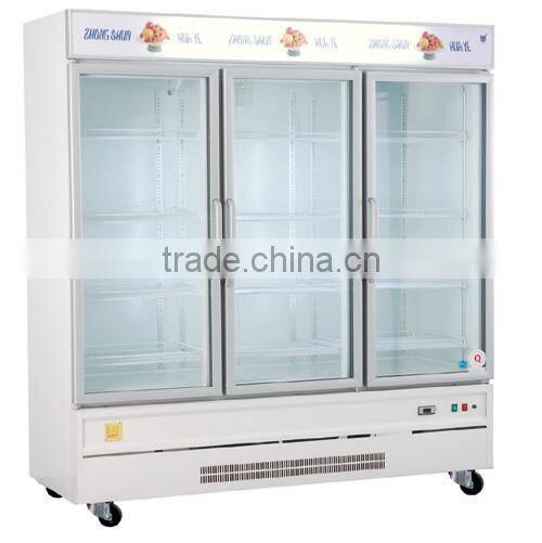 3 glass door supermarket refrigerator
