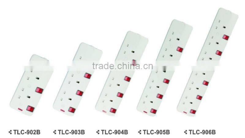 2 gang British electrical extension socket with individual switch