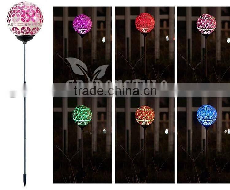 rgb led light Mosaic Glass Ball Lamp, Garden Stake Yard led decorative light, Multi-color Color Changing decoration light