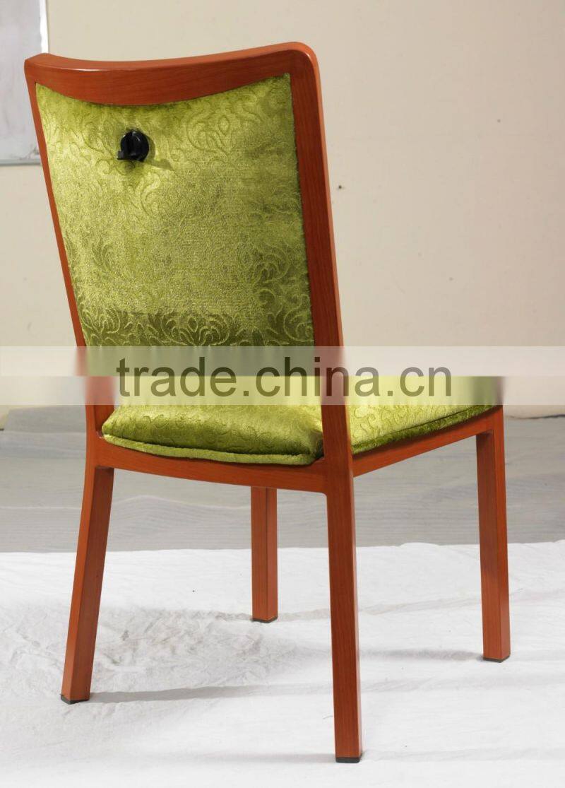 aluminum high quality wood imitation stacking hotel dining banquet chair
