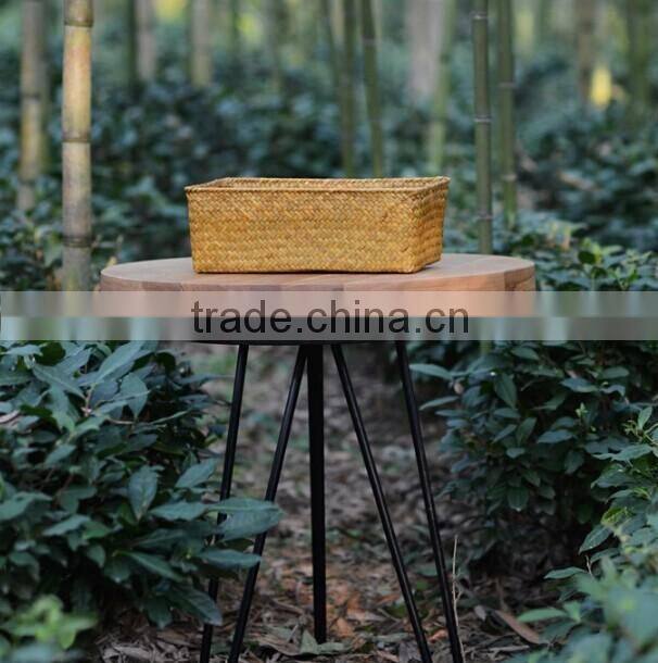 a basket made of natural straw seagrass for housewaring with no handle