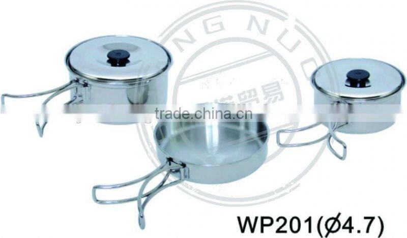 metal camping Cooking pot with fry pan