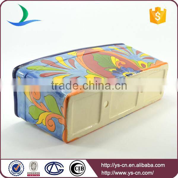 YSfp0003 Colorful handmade rectangular ceramic flowerpot for garden