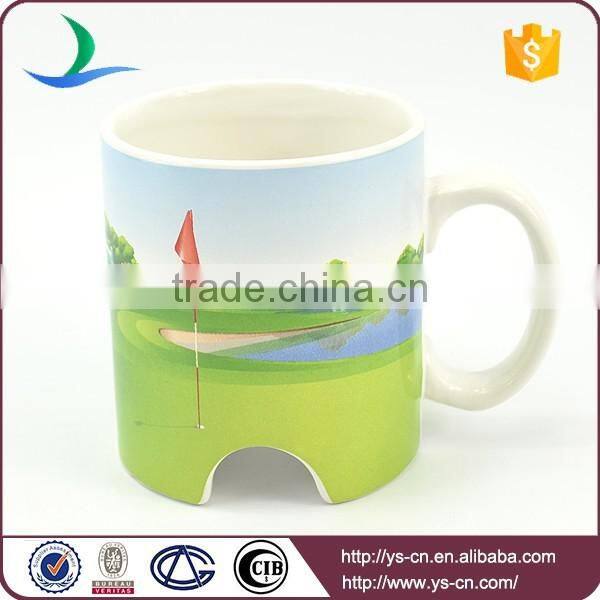 Round 11oz straight ceramic dolomite decal mug with special shape