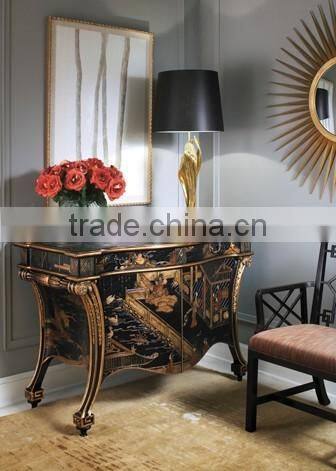 exquisite hand Carved Wooden Curio Cabinets, Vintage Hand Painting Hallway Console Cabinet, Classical Style Living Room Cabinet