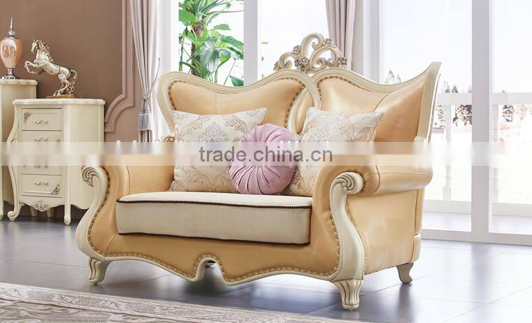 Concise peachblossom carving leather sofa set
