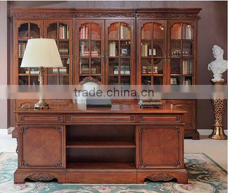 French Style Executive Office Desk With Armchair, Retro Classic Wood Carving Writing Table, Noble French Home Office Furniture