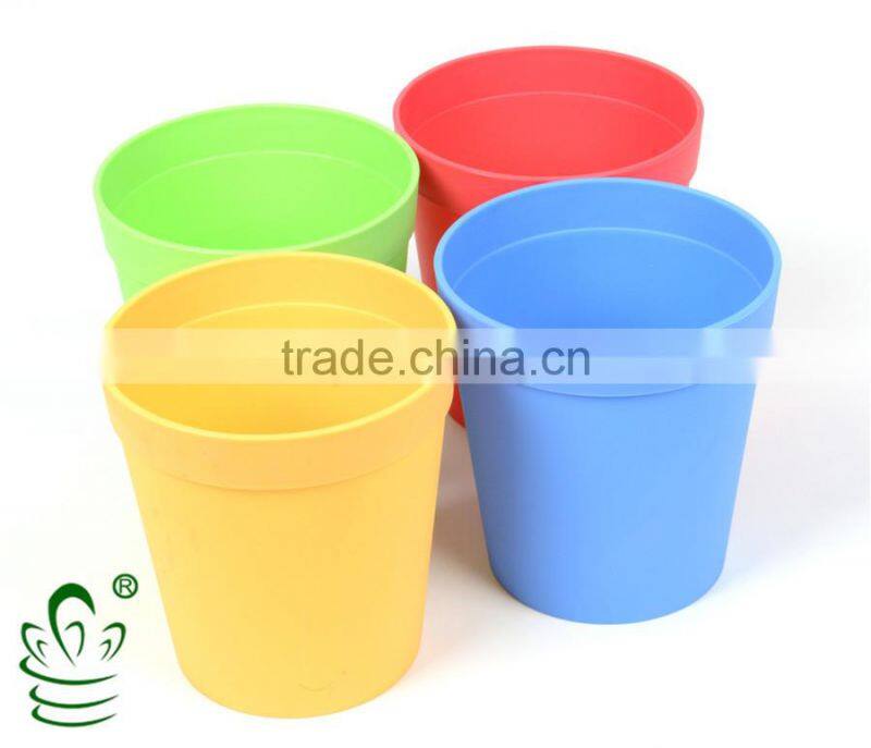 Round flower pot colorful garden plastic flower pot decorative plastic flower pot