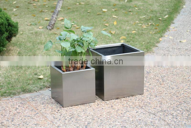 FO-9004 Outdoor Decorative Cubic Stainless Steel Flower Pot Wholesale