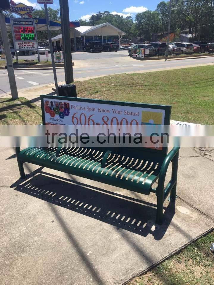 steel advertisement bench