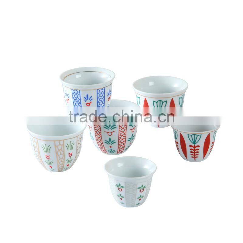 Hot sell to arabic market fine porcelain cawa cup ceramic coffe cups eggs cup