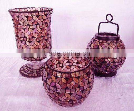 Wedding Decoration Glass Handicraft Cheap Colored Vase Mosaic Mexican Blown Glass