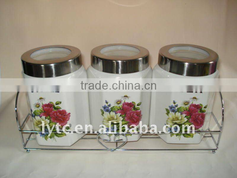 Kitchen Accessory Tea Sugar Coffee Ceramic Canisters