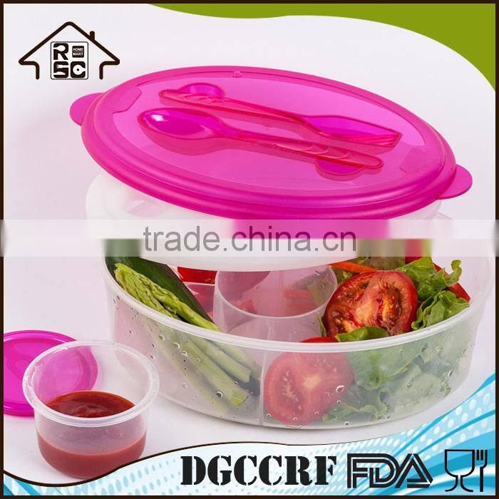 Transparent Plastic Oval Lunch Box with Cutlery Set