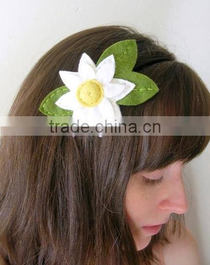 on alibaba express hot sale new products handmade eco friendly fabric decoration felt flower turban headband made in china