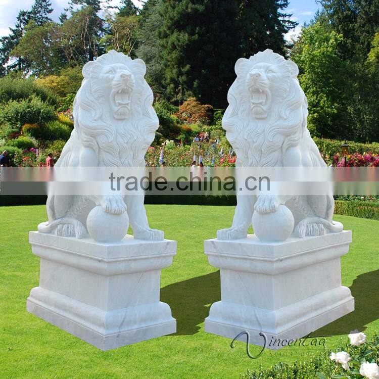 metal garden sculpture stone carving white marble lion statues