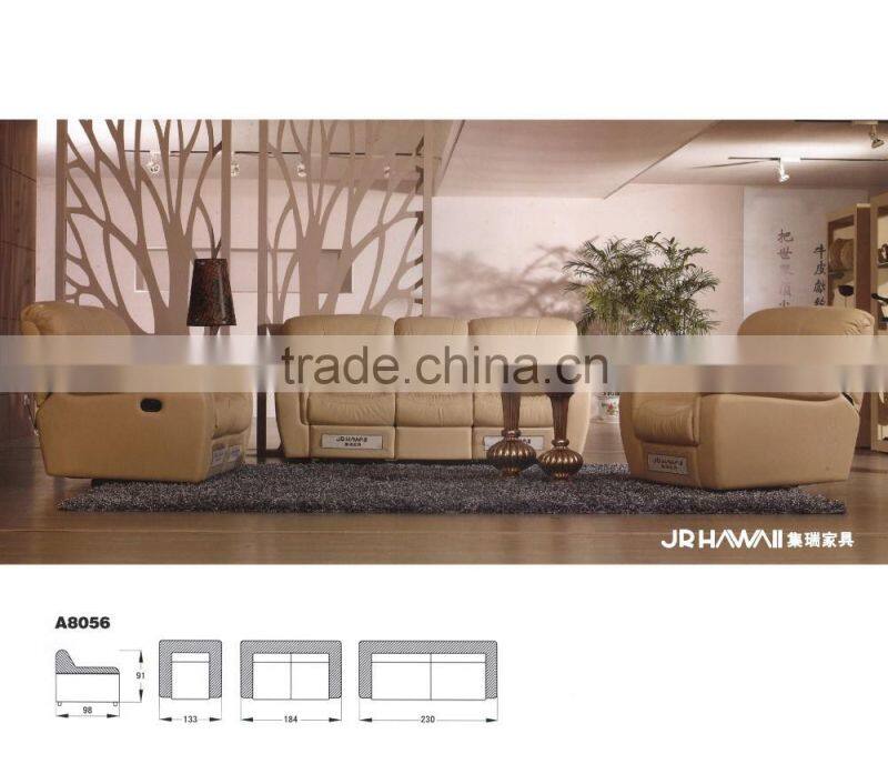 JR8055 modern Luxury Italian full thick soft cow leather living room cheap recliner sofa set