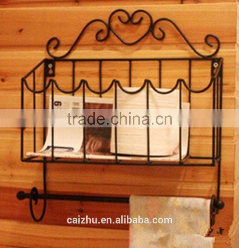 Iron Art Black and White Magazine Rack with Tissue Holder