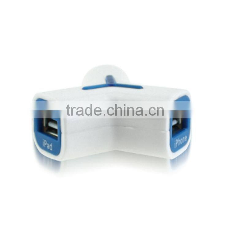 Hot selling best quality with blue LED light Dual port smart USB charger