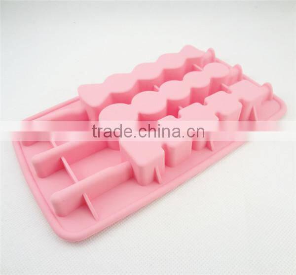 Funny Sugar-coated berry shaped 3 cavity silicone ice tray mold with sticks