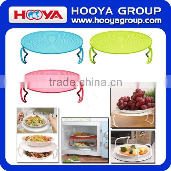 New Useful 4 in 1 Microwave Support Microwave Folding Tray Holder Round Plate Double Mat Layer
