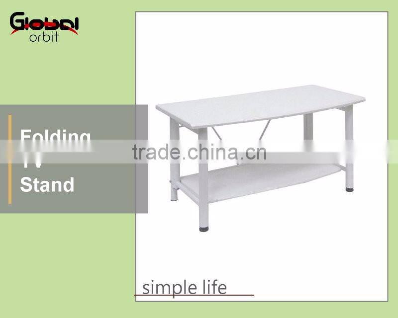 Plasma MDF TV table stand with shelf, folding wooden TV stand