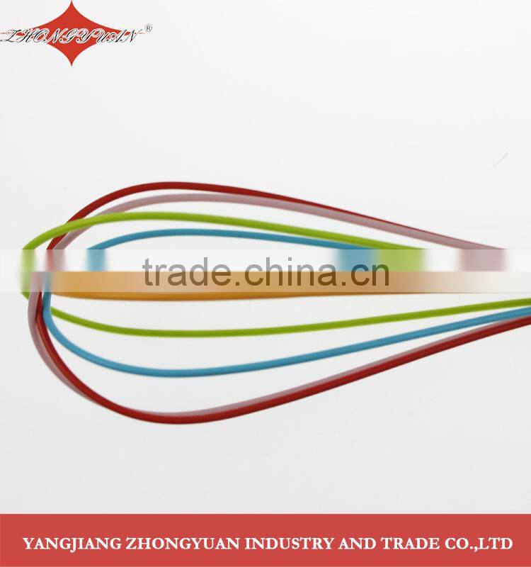 9.5-inch colorful silicone coated wires egg whisk with black plastic handle