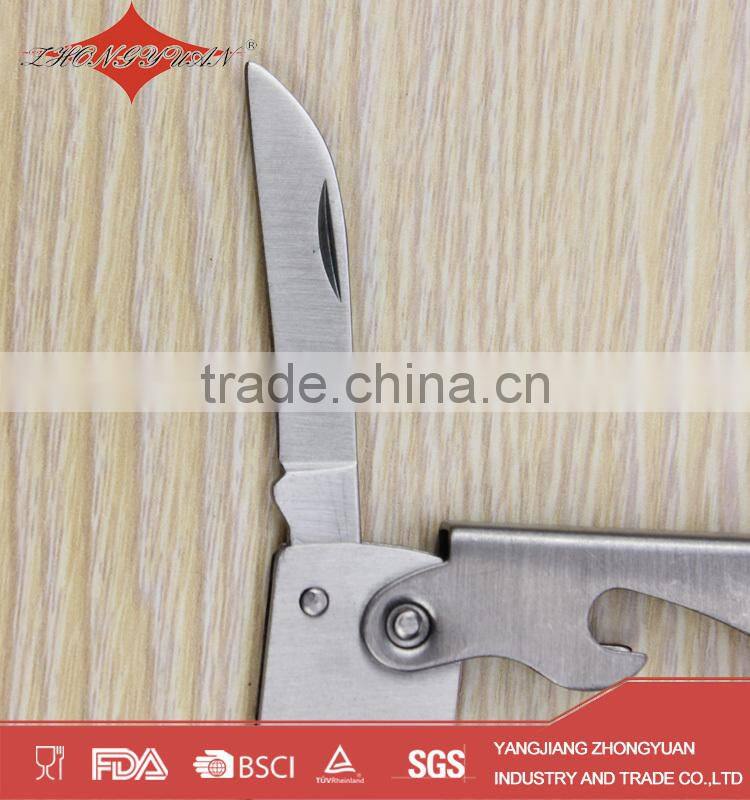 Multi Function stainless steel bottle opener with knife