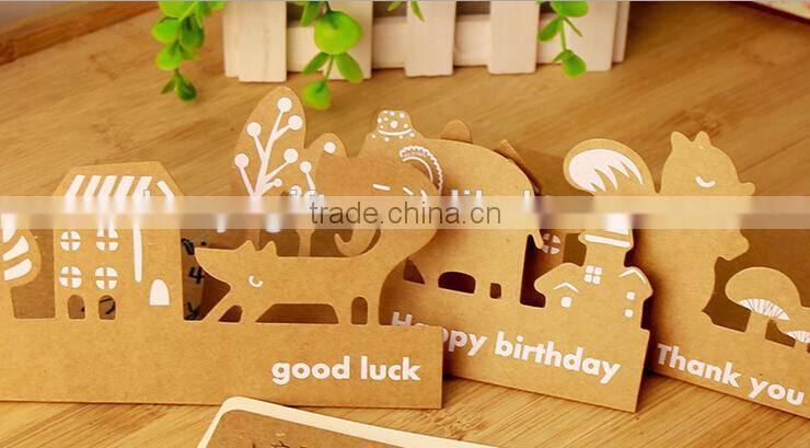 Kraft Paper Greeting Cards 4 Styles Creative Handmade Greeting Card Happy Birthday Invitation Cards