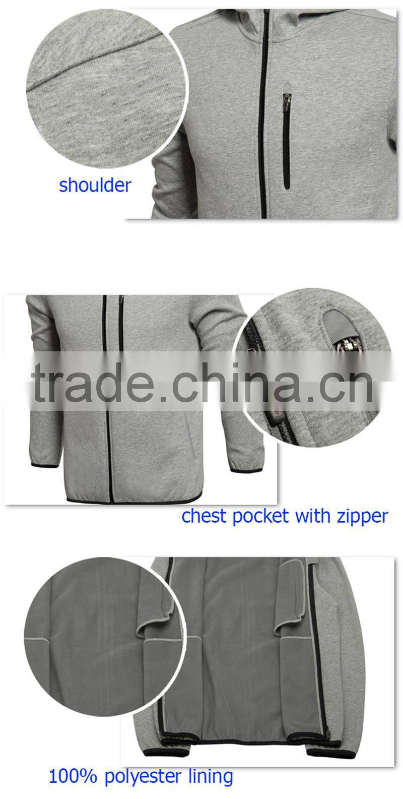 Men's 100%cotton fleece cool zip up sweatshirt