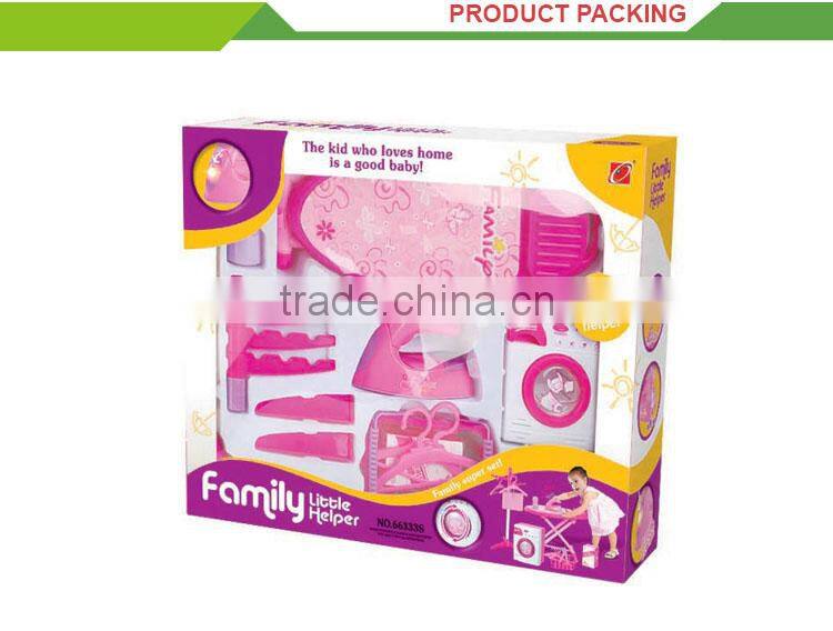 Hot sale indoor children play plastic portable electric toy washing machine