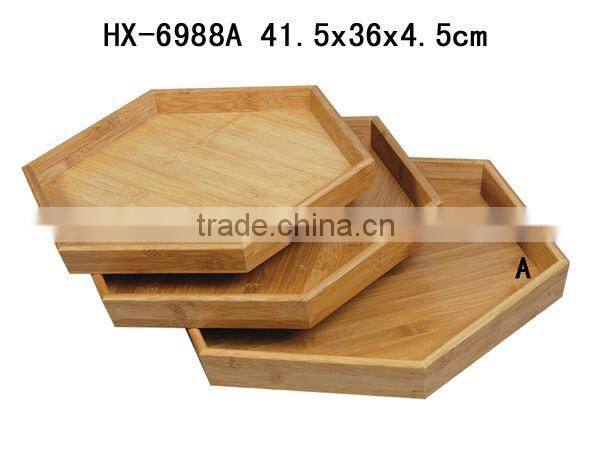 Bamboo breakfast bed tray with handle, foldable legs