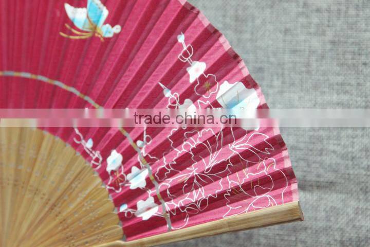 Folk Style Wedding Favor Custom Printed Logo Bamboo Folding Wedding Hand Fan