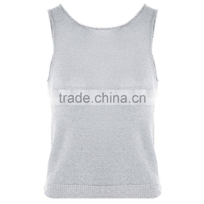 New Arrival Ribbing Hem Custom Design V-Back Knitted Top Tank Tops ln Bulk