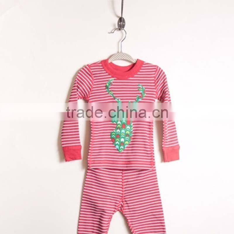 2016 Winter Children's Christmas Boys and Girls Striped Pajama Set Baby Toddler Christmas Pajamas HSP9547