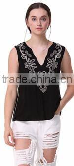 Domin fashion latest embroidery style young girls tops